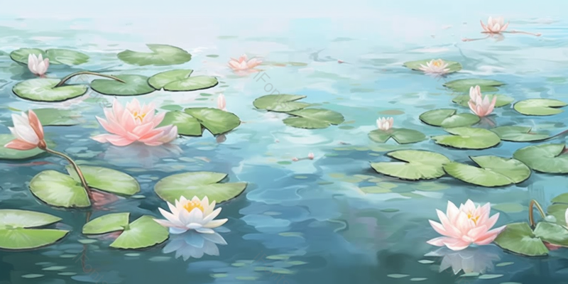 下雨天荷花在池塘里绽放锦鲤在游泳中国风工笔画海报背景插画,插画/手绘图,插画/手绘图库,插画/手绘图下载,插画/手绘